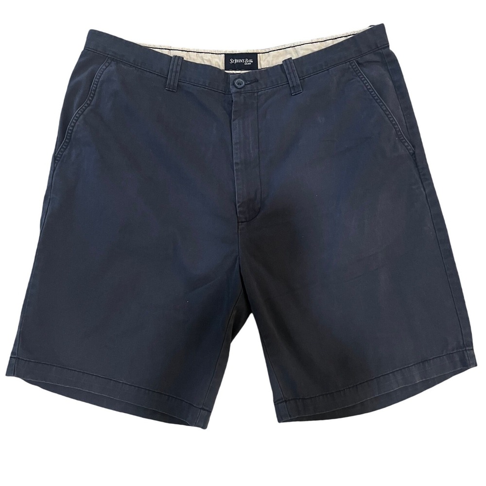 St. John's Bay Men's Size 38‎ Navy Chino Shorts Flat Front